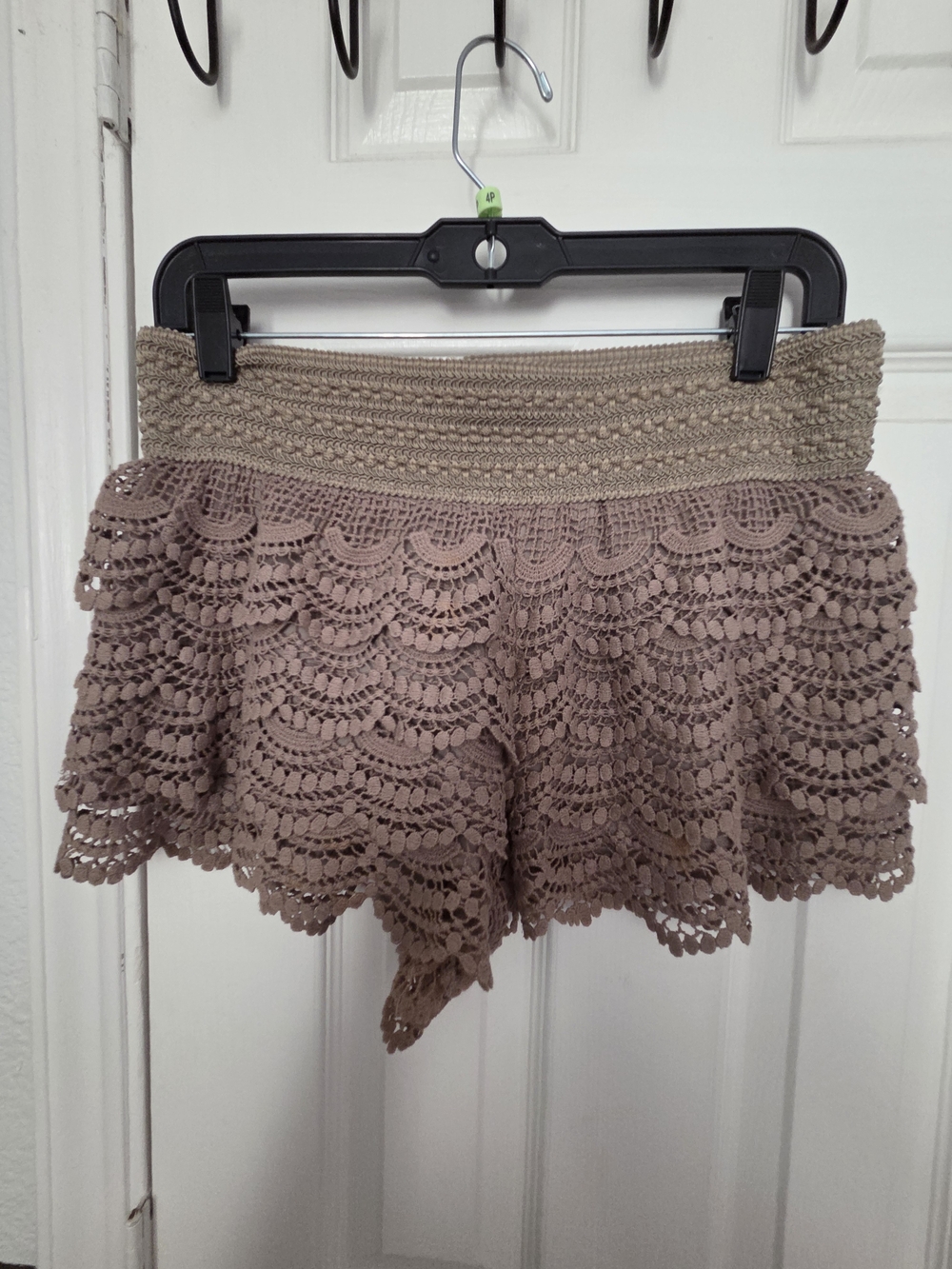 American Rag Taupe Crochet Lace Boho Shorts, Size M